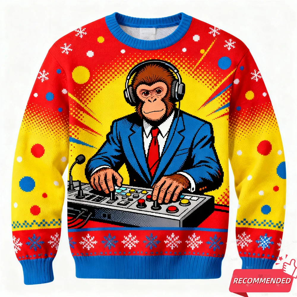 

Крутой дизайн, уродливый рождественский свитер с 3D принтом панды, забавные толстовки с рисунком обезьяны, кавайная женская одежда, пуловер с животными, унисекс