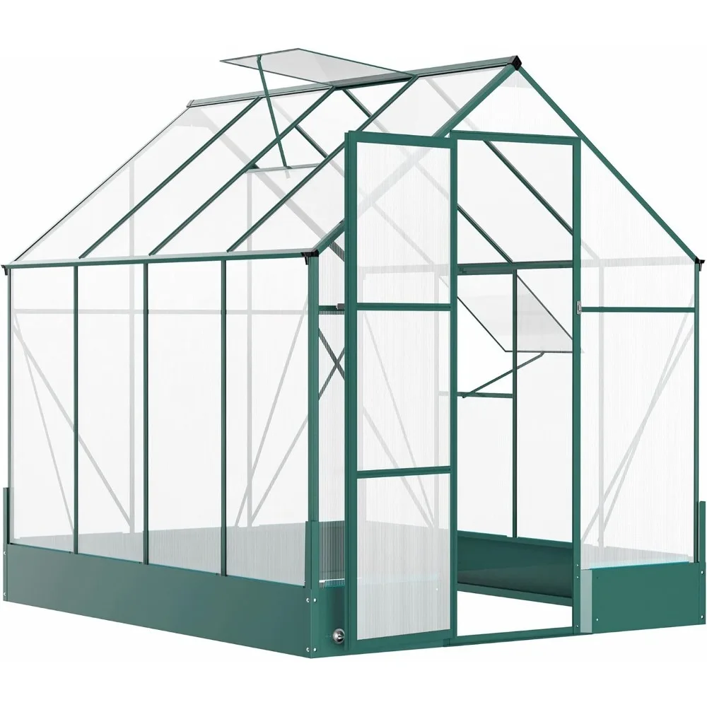 6' x 8' x 7'Walk-in Plant Polycarbonate Greenhouse with Temperature Controlled Window74.4