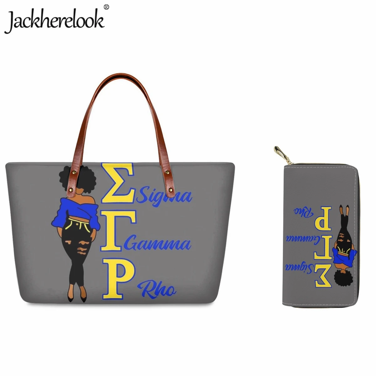 

Jackherelook Fashion Hot Ladies Tote Bag Purse 2pcs/Set Sigma Gamma Rho Sorority 1922 Design Handbag Women Shopping Shoulder Bag