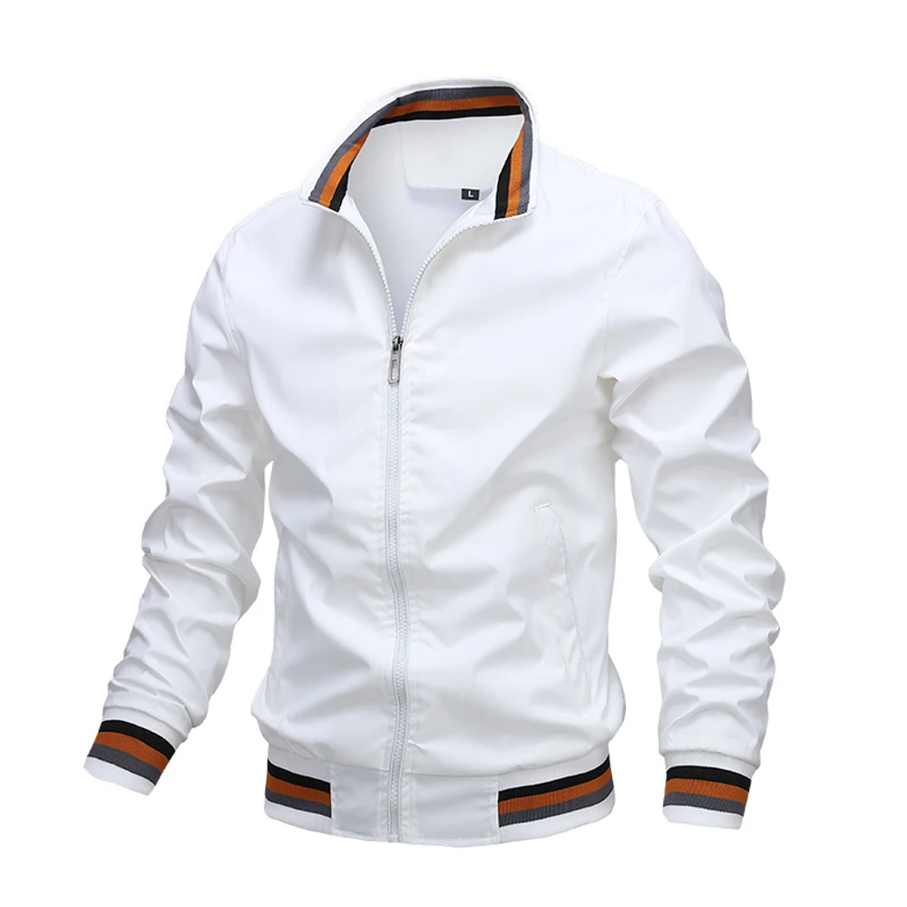 Chaqueta cortavientos informal blanca para hombre, abrigo deportivo impermeable para exteriores, ropa Bomber para primavera y verano