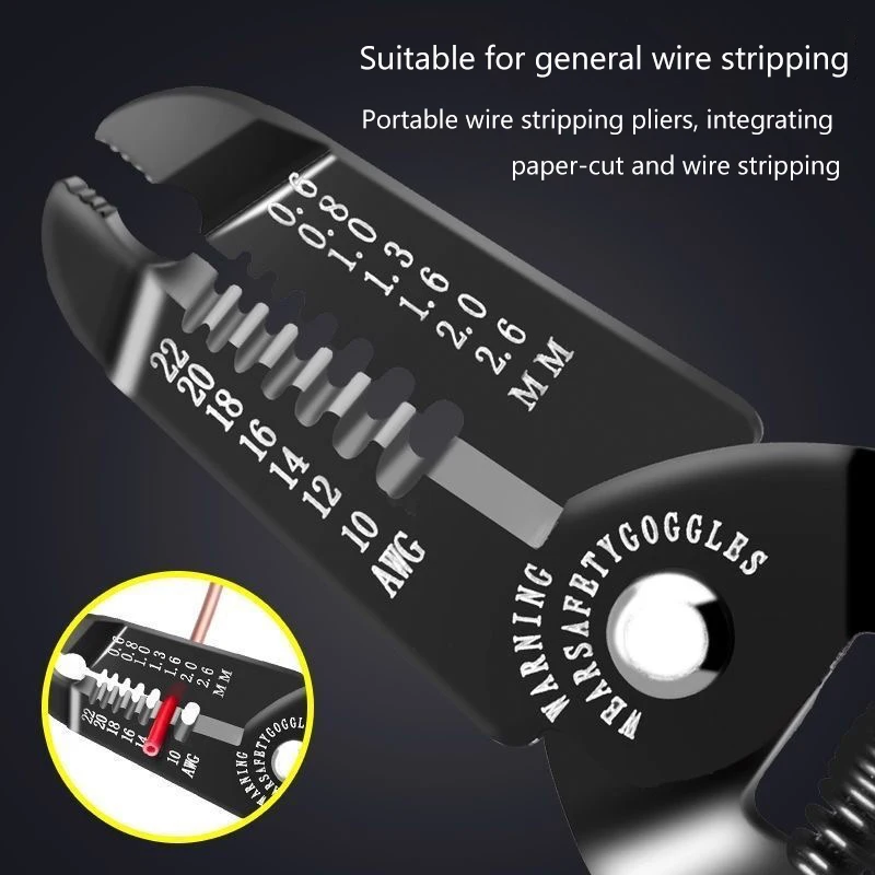 

Multifunctional Electrician's Tool for Stripping Wires, Wire Cutting, Stripping Pliers, Crimping, Cable Pulling, and Stripping Scissors
