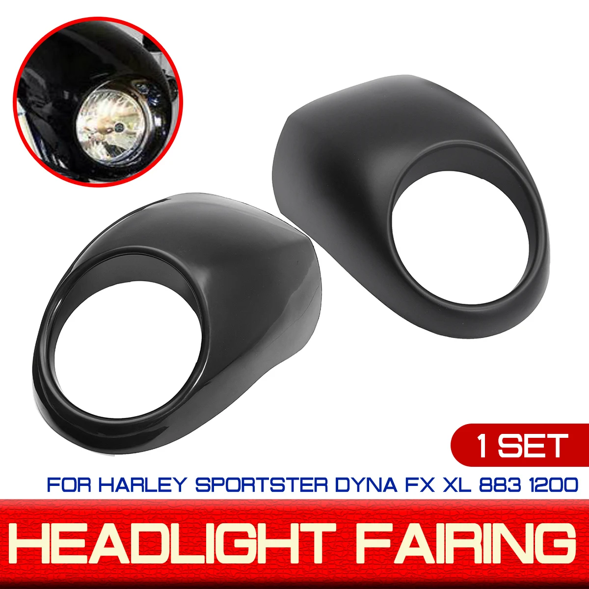 

Motorcycle Head light Mask Headlight Fairing Front Cowl Fork Mount For Harley Sportster Dyna FX XL 883 1200 Motor Accessories