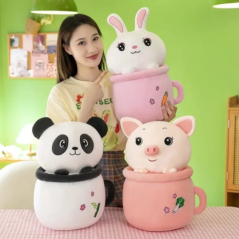 NEW catnap Car-mounted Plush Three-in-one Anime Figure Air Conditioning Children Nap Blanket Cartoon Panda Milk Tea Cup Toy Gift