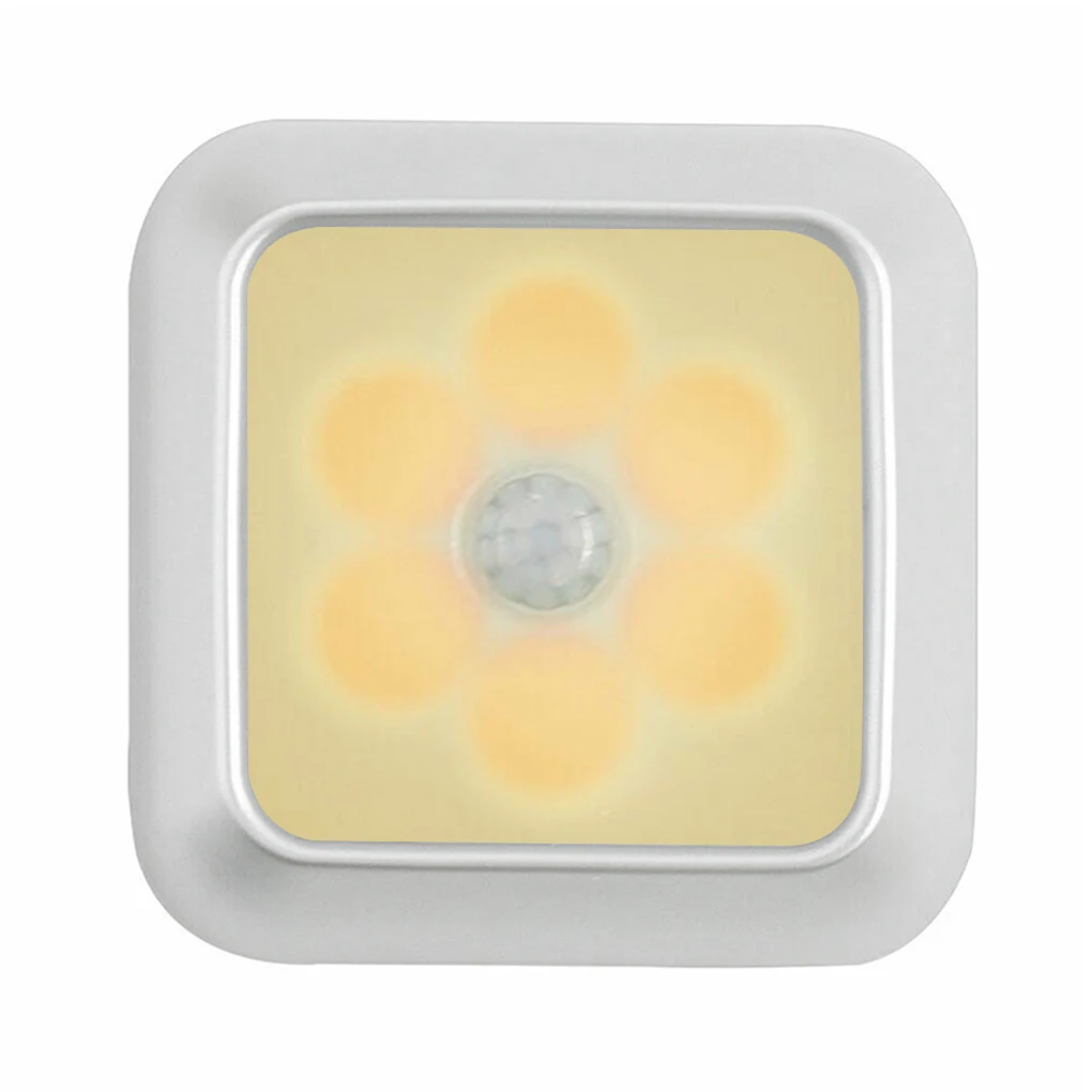 

Night Light Motion Sensor LED Light Human Induction Night Lamp for Home Hotel, Square, White Housing, Warm Light