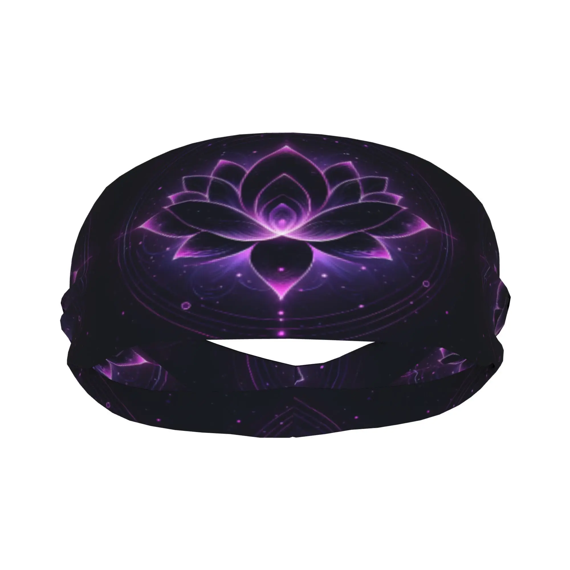 

Повязка на голову с принтом фиолетового лотоса, впитывающая пот, спортивная повязка для волос для йоги, бега, эластичная, нескользящая, духовная, унисекс, аксессуар