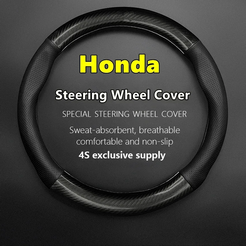 For Honda Steering Wheel Cover Leather Carbon Fiber Car Sreering Cover Fit Civic Accord Jazz Stream CRV HRV URV Vezel