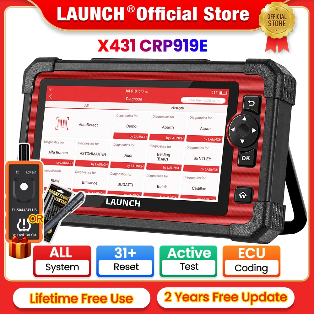 LAUNCH Official - X431 CRP919E / BT Car Diagnostic Tool Automotive OBD OBD2 Scanner Active Test ECU Coding CANFD DOIP 31+ Reset