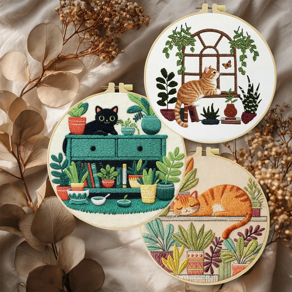 3-teiliges DIY-Stickmaterial-Set für Anfänger, inklusive Nadeln, Fäden, Stick-Starter-Kit, Kreuzstich-Kunst als Geschenk. – Detail 3