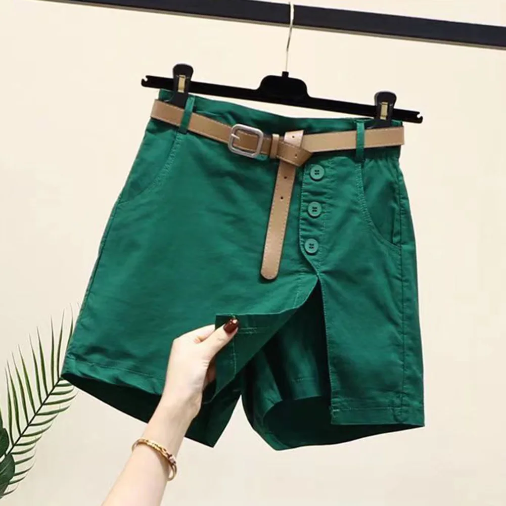 Vacation Outfit Split Shorts Moderate Elasticity Regular Length Spring Vacation Daily Home Pure Color Vacation Club