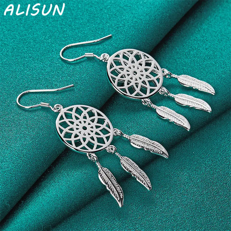 Alisun 925 prata esterlina dreamcatcher brincos gota moda jóias charme graça nobre acessórios de casamento