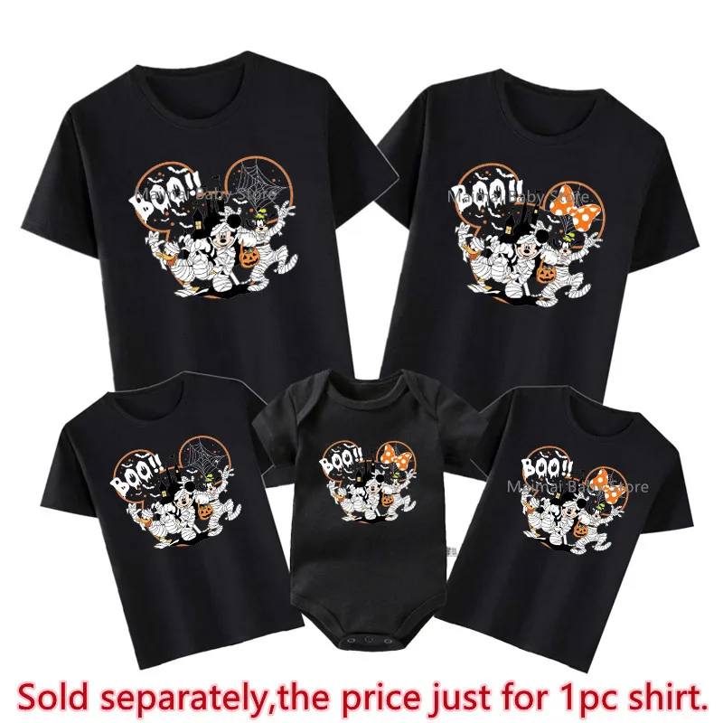 Disney Halloween Shirts Funny Mickey Minnie and Friends Family Matching Outfits Cotton Look Dad Mom Kids Tees Disney Trip Tshirt