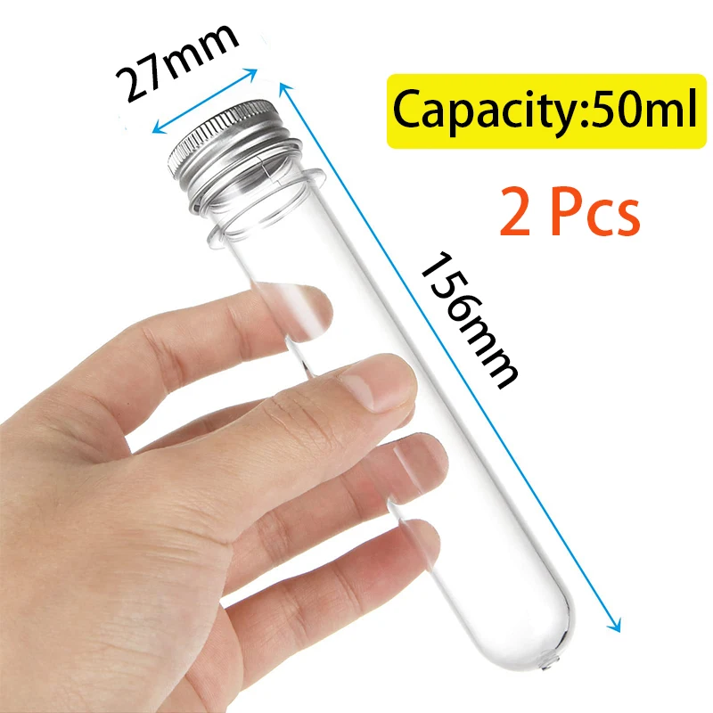 2 шт., 50 мл, пластиковая прозрачная пробирка с крышкой, многофункциональная бутылка для хранения USB-кабеля, сувениры для вечеринок, органайзер для конфет и мелочей
