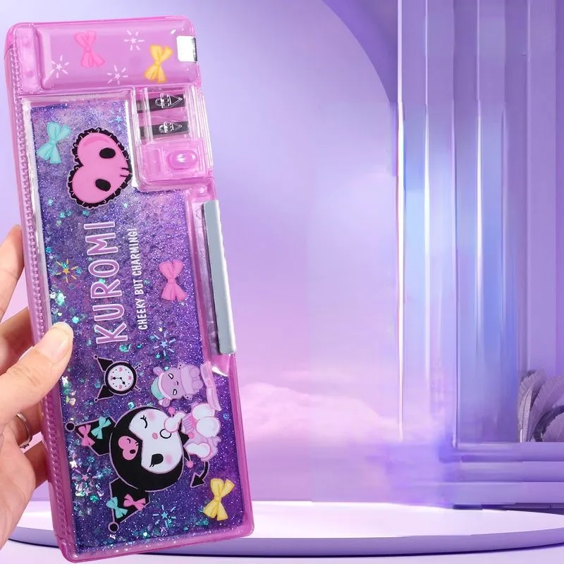 Kuromi My Melody Cinnamoroll กล่องดินสอทรายทรายแบบอเนกประสงค์มูลค่าสูงลายการ์ตูนน่ารักแฟชั่นความคิดสร้างสรรค์ของนักเรียน