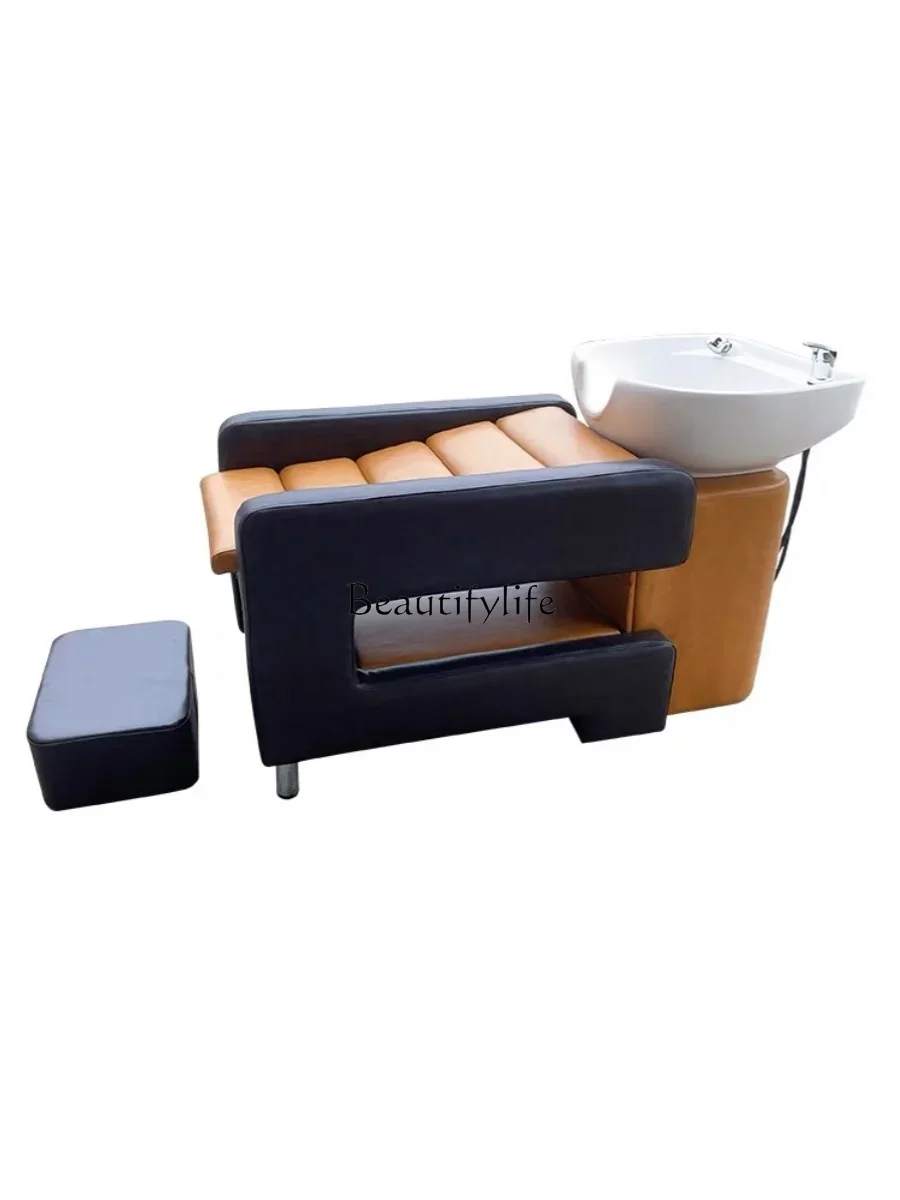 

Retro Deep Basin Flushing Bed Hair Saloon Dedicated Simple Shampoo Chair