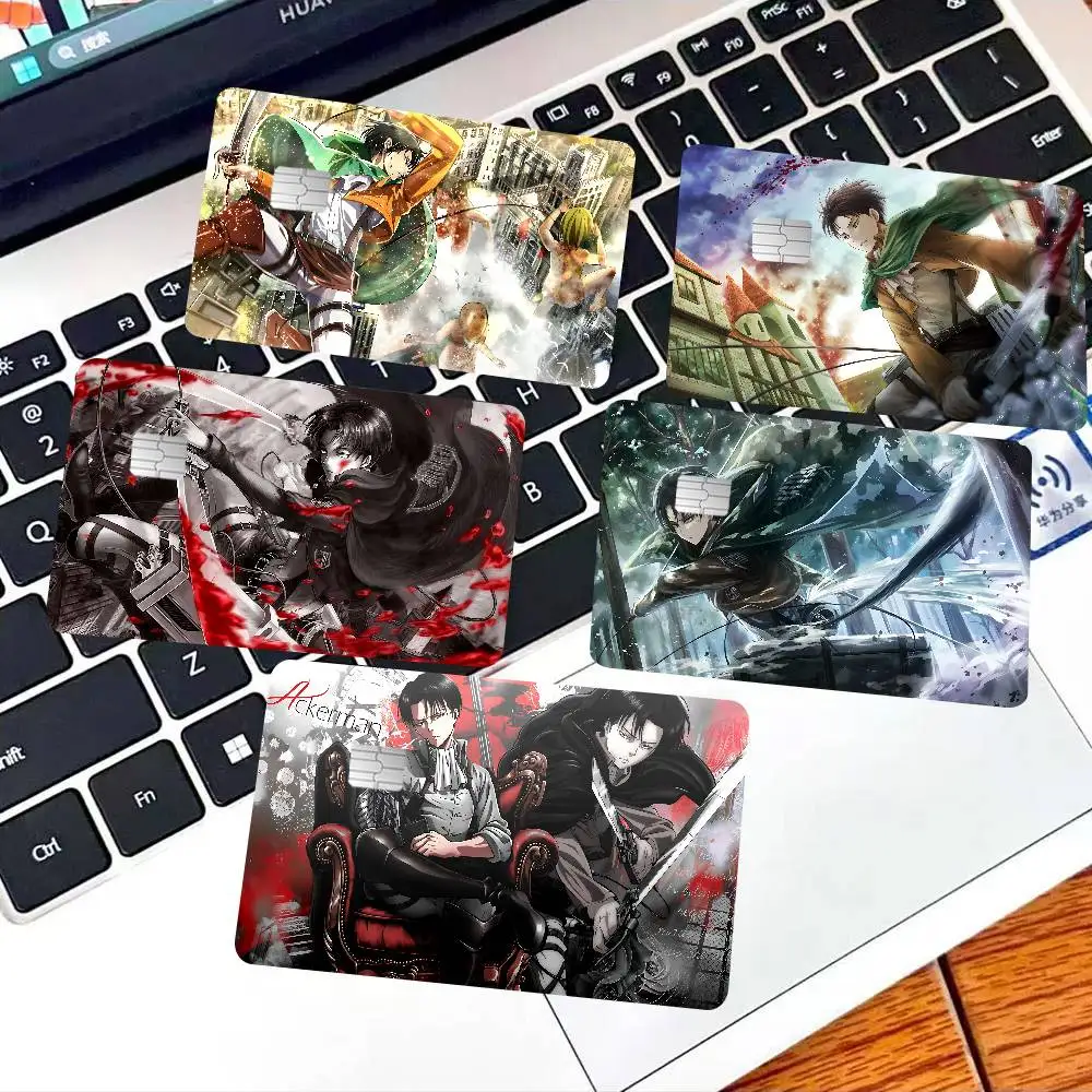 A-Attack O-On T-Titan Levi Ackerman Cartoon Credit Card Skin Stickers for Bank Card Bus Metro Card Sticker Waterproof Women Gift
