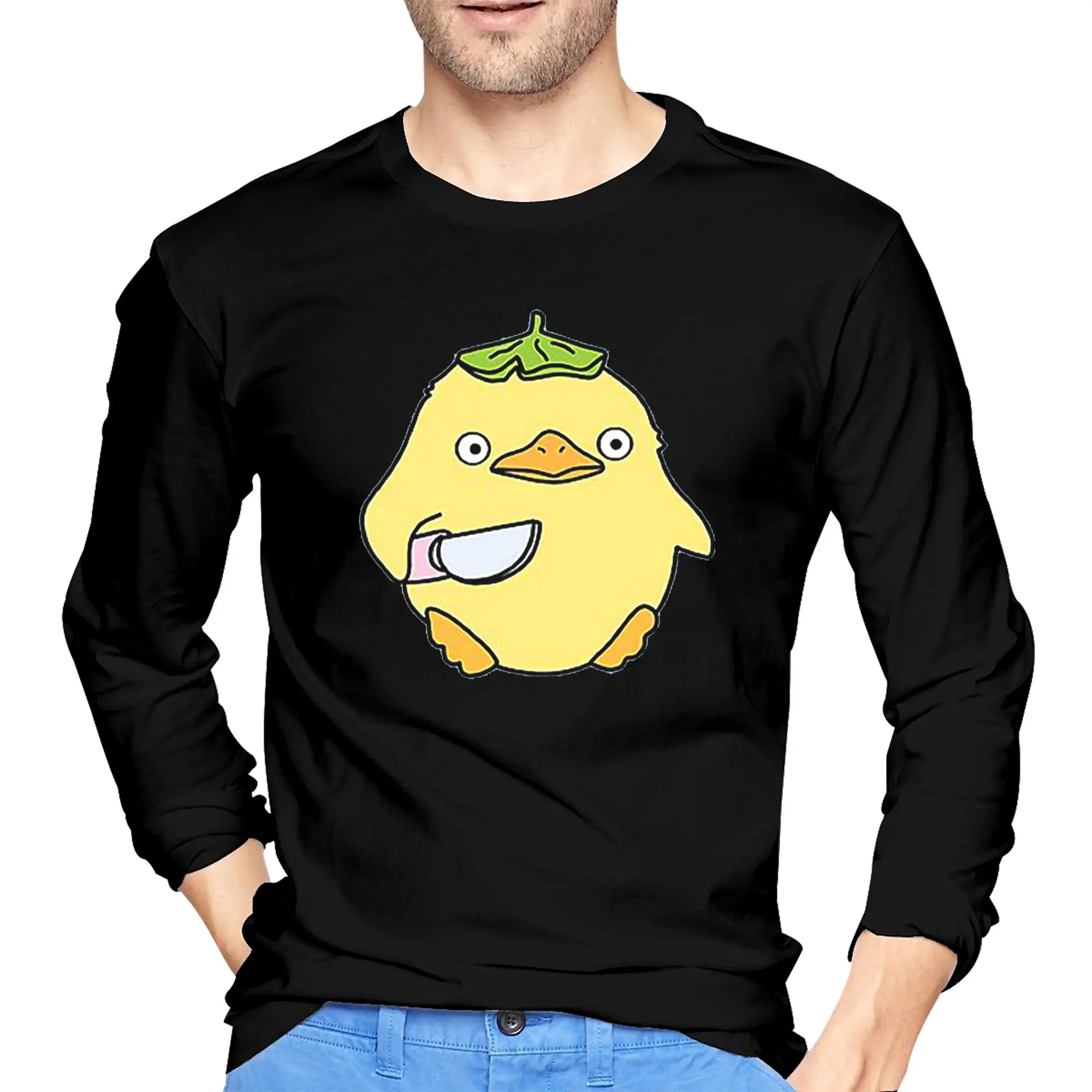 

Knife Duck studio ghibli Men's Long Sleeved T-shirt Fashion Round Neck T shirts Spring and Autumn Men tops