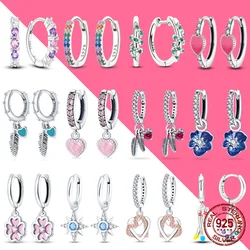 Boucles d'oreilles créoles en argent regardé 925 pour femmes, boucles d'oreilles en forme de U, pendentif pavé CZ, bijoux Zwords pour mariage, Rotterdam, vente chaude, taille