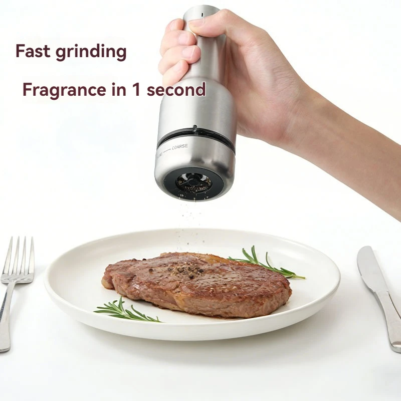 Multifunctional Electric Pepper Grinder for Home Use Black Pepper And Sea Salt Mill  Quick-Swap Chamber (1-Second Change)