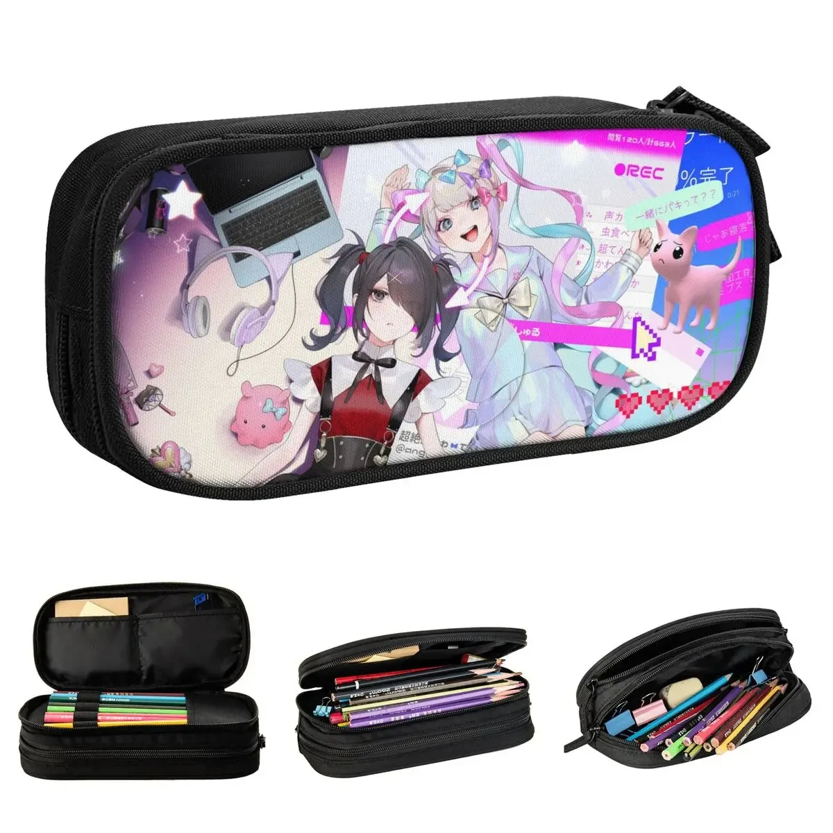 KAngel Ame-Chan Anime Game Pencil Cases Fun Needy Girl Overdose Pen Holder Bag for Student Large Storage Office Pencil Pouch