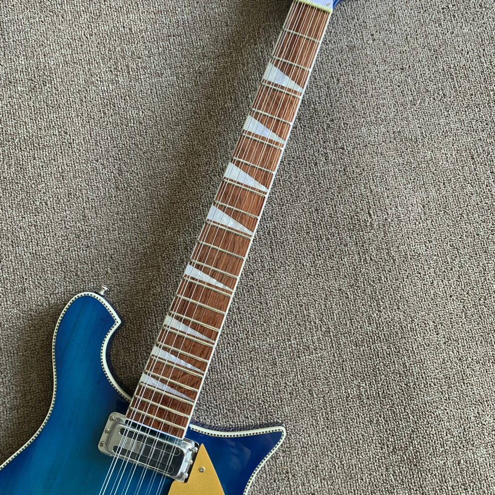 blue color 12 strings rickenback electric guitar half hollow body Roger limit 12-string ricken guitarra