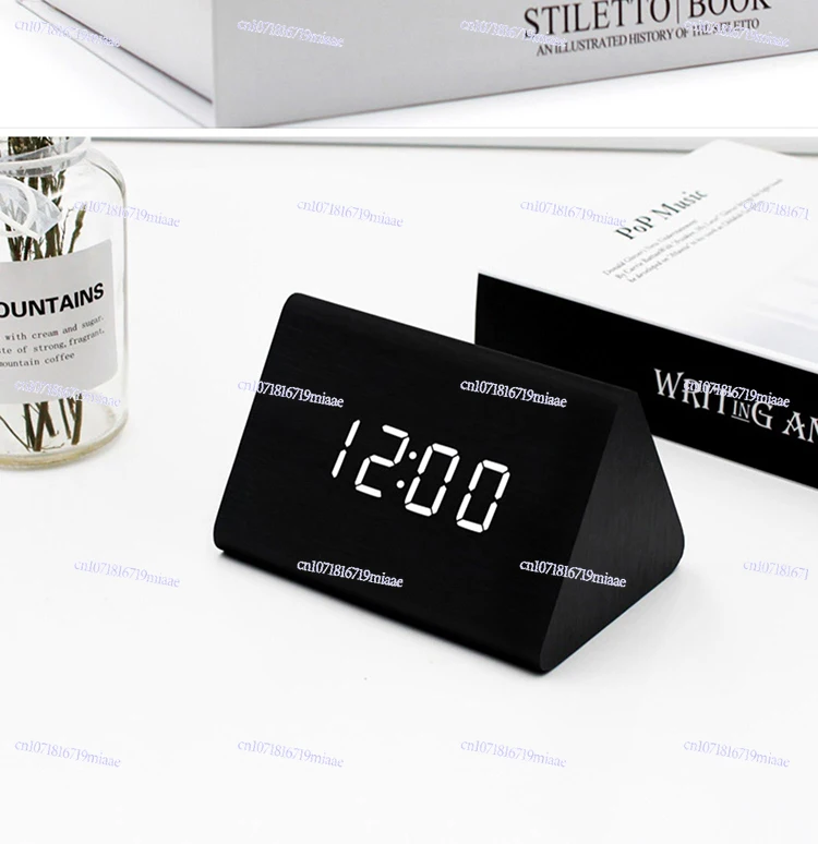 Jam Elektronik LED Kayu Pendulum Desktop Digital Jam Alarm Senyap Bercahaya