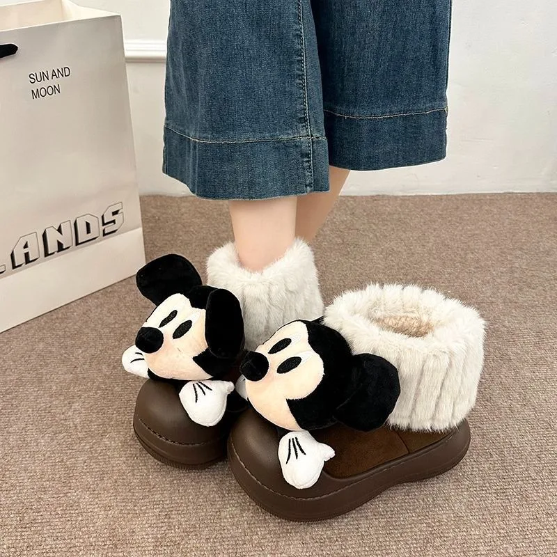 أحذية ديزني اللطيفة على شكل بضائع كرتونية ميكي للنساء، طراز شتوي عصري ومتعدد الاستخدامات، أحذية قطنية حلوة ودافئة #5