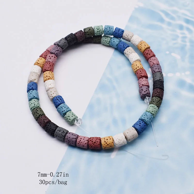 6 مللي متر 8 مللي متر الحمم البركانية الحجر الطبيعي حبة ملونة روك الحمم البركانية فضفاض الفضاء الخرز لصنع المجوهرات قلادة سوار ذاتي الصنع