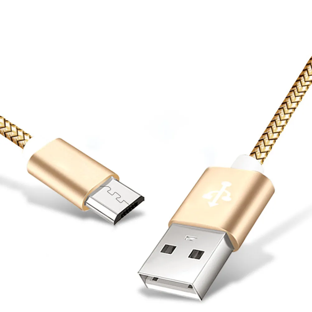 Nylon Data Cable Micro USB Charging Cord Extra Long Tangle-Free Fast Charge Sync Cable for Phone Tablet