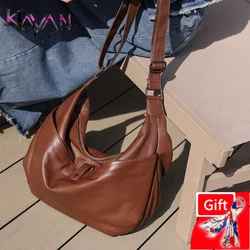 2024 High Quality Genuine Leather Women Crossbody Hobo Bag Vintage Cowhide Female Shoulder Messenger Stone Pattern Laides Purse