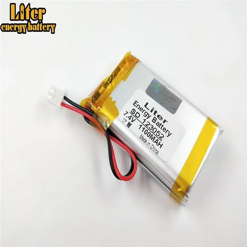 XH2.54-2P connector 7.4V 1100mAh 123052 Polymer Li-ion battery for Bluetooth stereo DVD player Flip bluetooth speaker,603050-2S