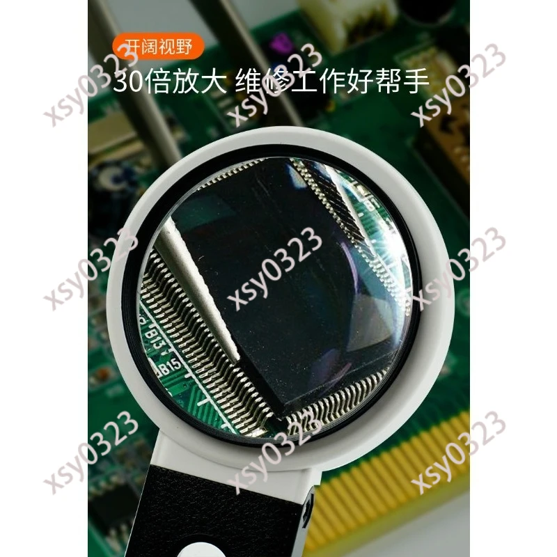 10X 60X LED Desktop Magnifier Lamp Handheld Loupe for Repair Welding Reading
