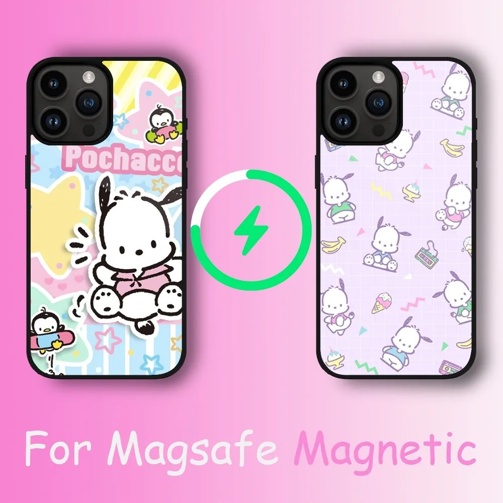 MINISO SANRIO Pochacco Phone Case For iPhone 11 12 13 14 15 Max Plus Pro Wireless Magnetic Magsafe Charging Shell