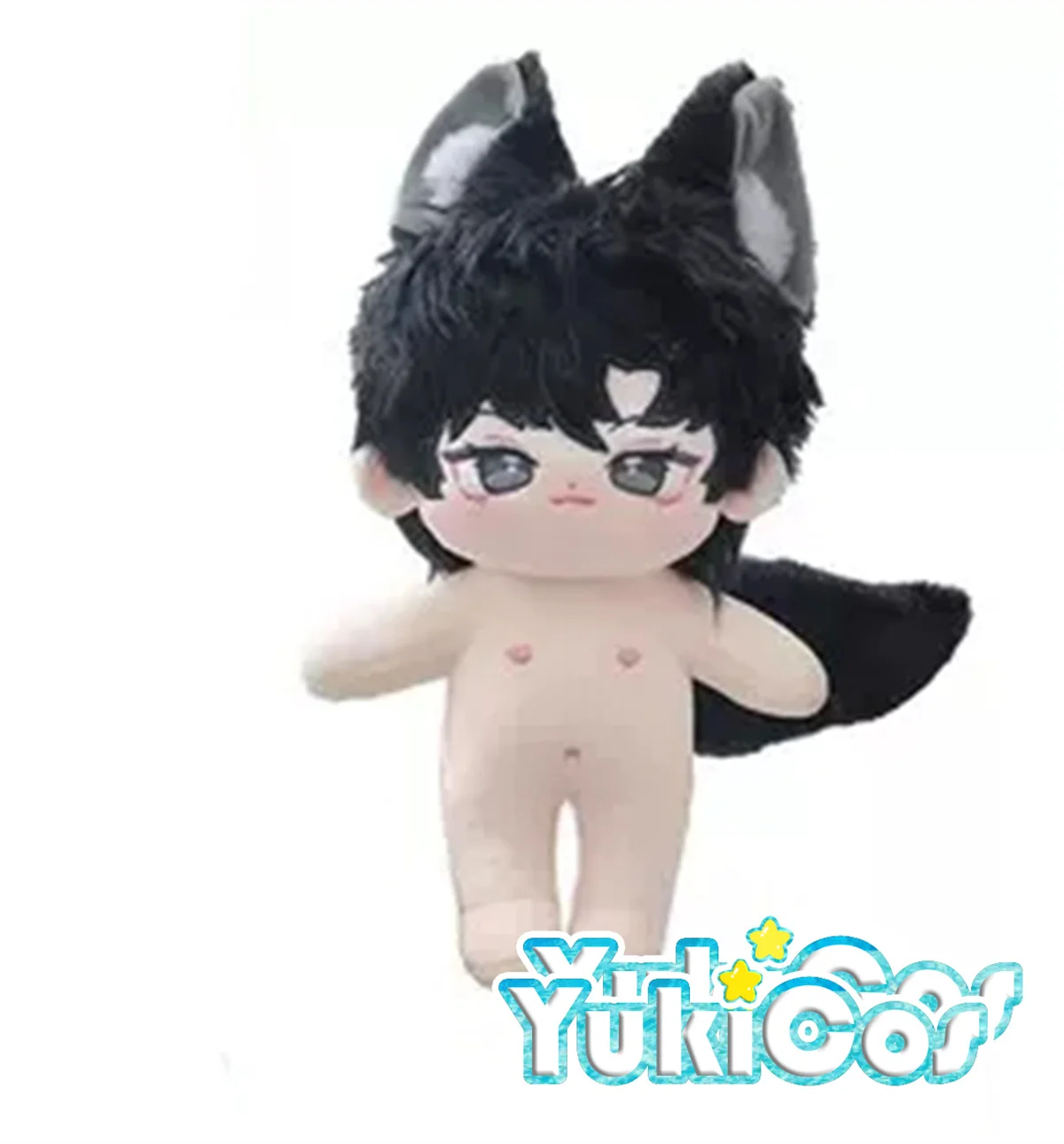 No attributes Wolf Black Hair Animal Beast Ears Cute Stuffed Plushie Plush 20cm Doll Body Toy Langzai LB