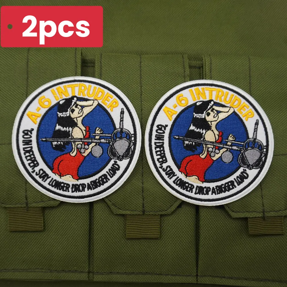 Circular Pin-up Girl Aircraft Embroidered Morale Patch Vintage Navy Plane Style Hook & Loop Patch for Backpack Jacket