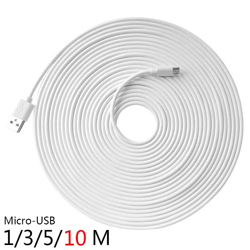 10/5/3M Micro USB Cable Smart Camera Monitoring Wire Web Camera Ultra Long Charging Cable Micro USB Power Cord Extension Wire