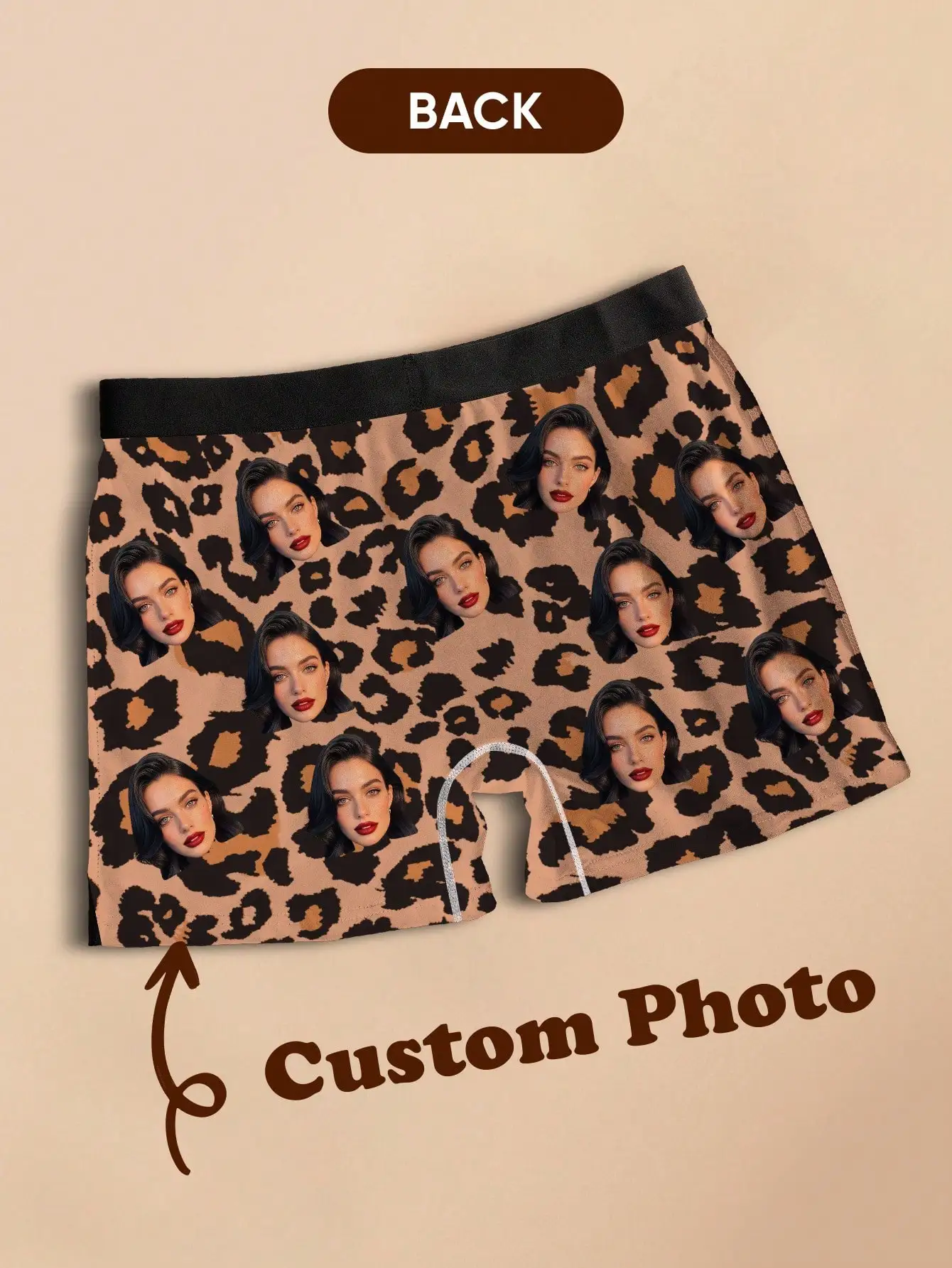 Custom Face Leopard Boxer Briefs Men Personalized Photo Underwear Funny Boxer Shorts Valentine Gift For Him