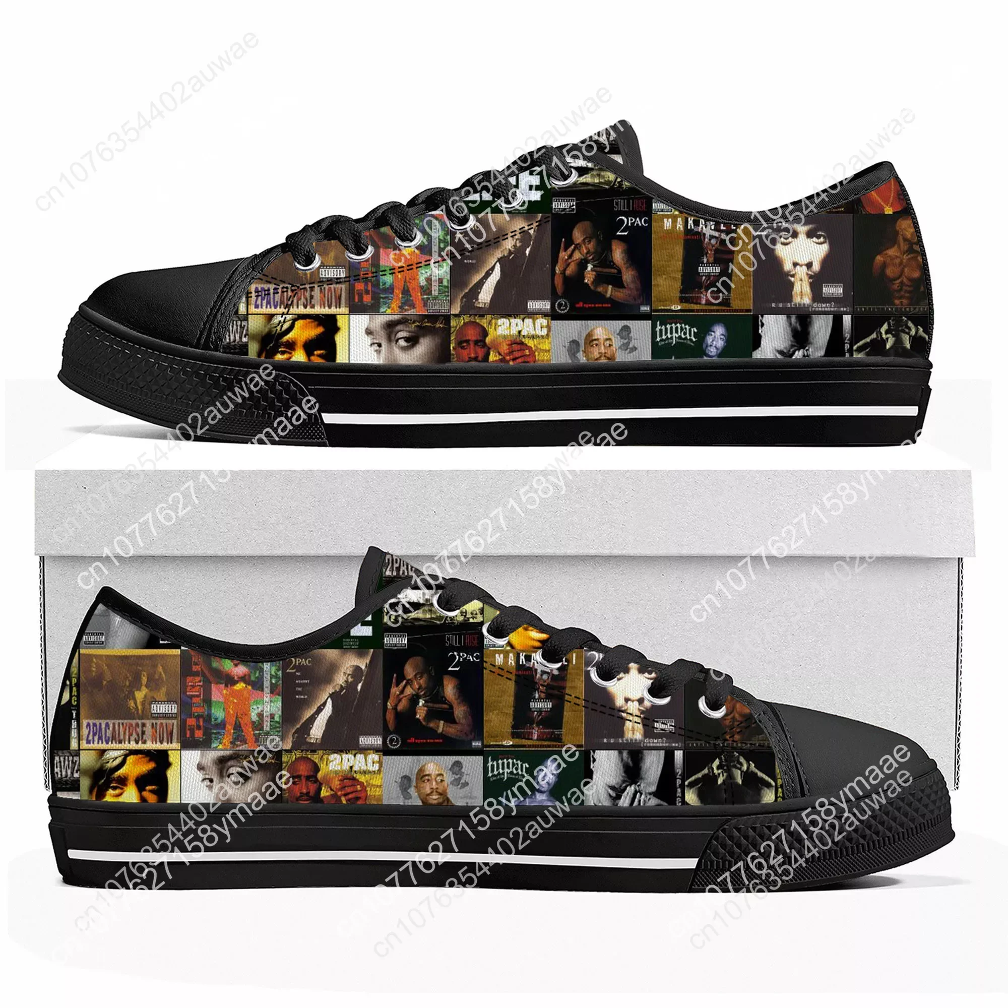 Tupac Rapper 2Pac Shoes High Quality Low Top Sneakers Mens Women Design personality Canvas Sneaker Custom Casual Couple Shoes