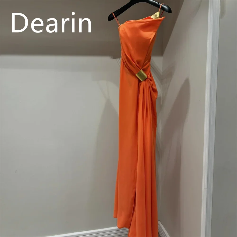 Customized Formal Gown Dearin Shoulder Girdle A-line Floor Length Skirts Vertically Bespoke Occasion Dresses Evening Saudi Arabi