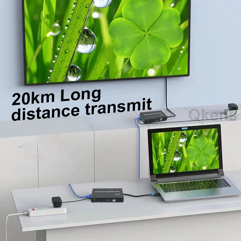 20km HDMI KVM Fiber Extender Via SC Fiber Cable TCP/IP Audio Video Transmitter and Receiver Converter Support PC Keyboard Mouse