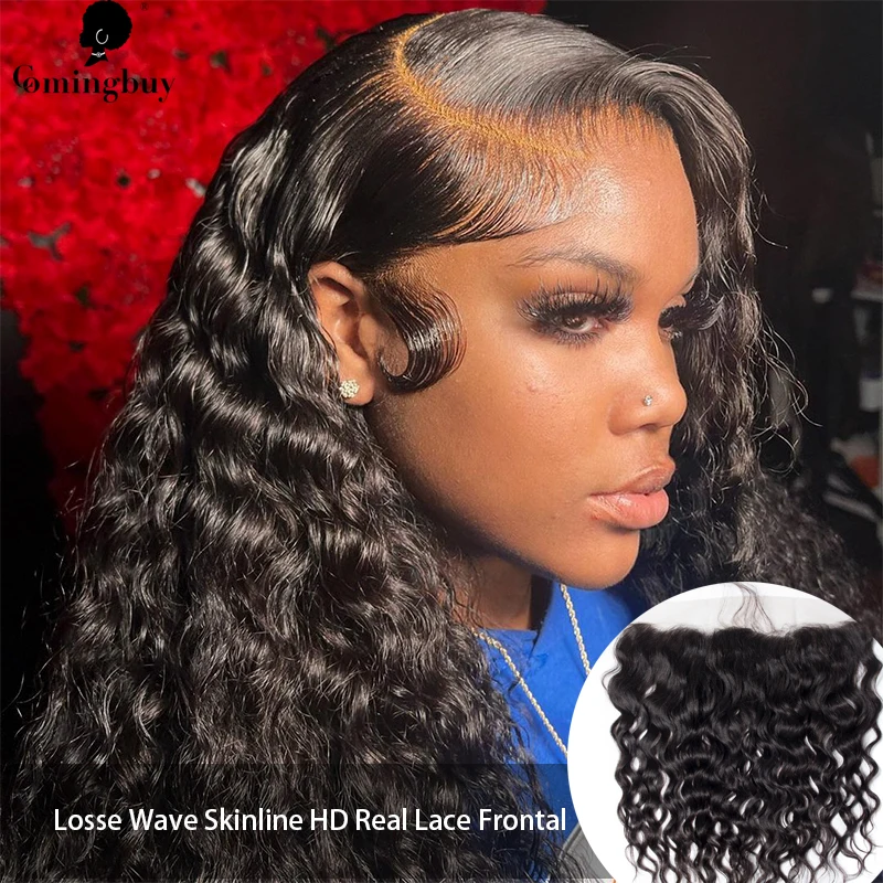 

HD Lace Closure Real Swiss 13X6 Lace Frontal Vietnamese Hair Invisible Transparent Melt Skins Hair Loose Wave For Black Women