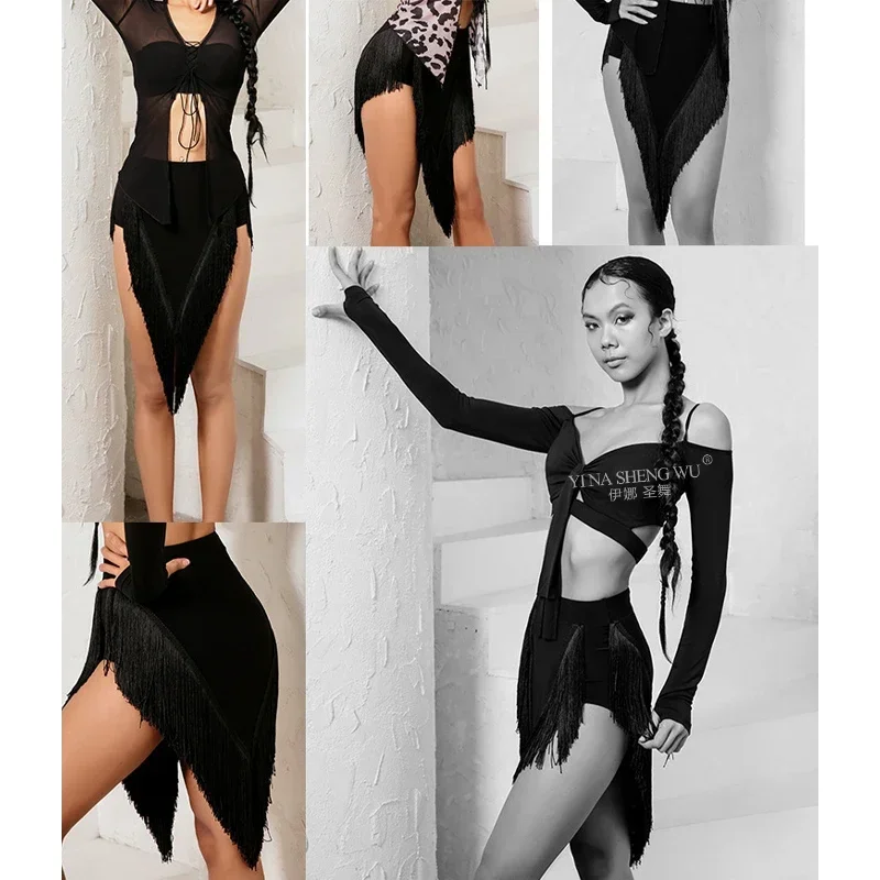 الكبار اللاتينية تنورة رقص مثلث شرابة نصف طول تنورة قصيرة الوطنية القياسية الرقص تشا تشا رومبا السامبا ممارسة Dancewear