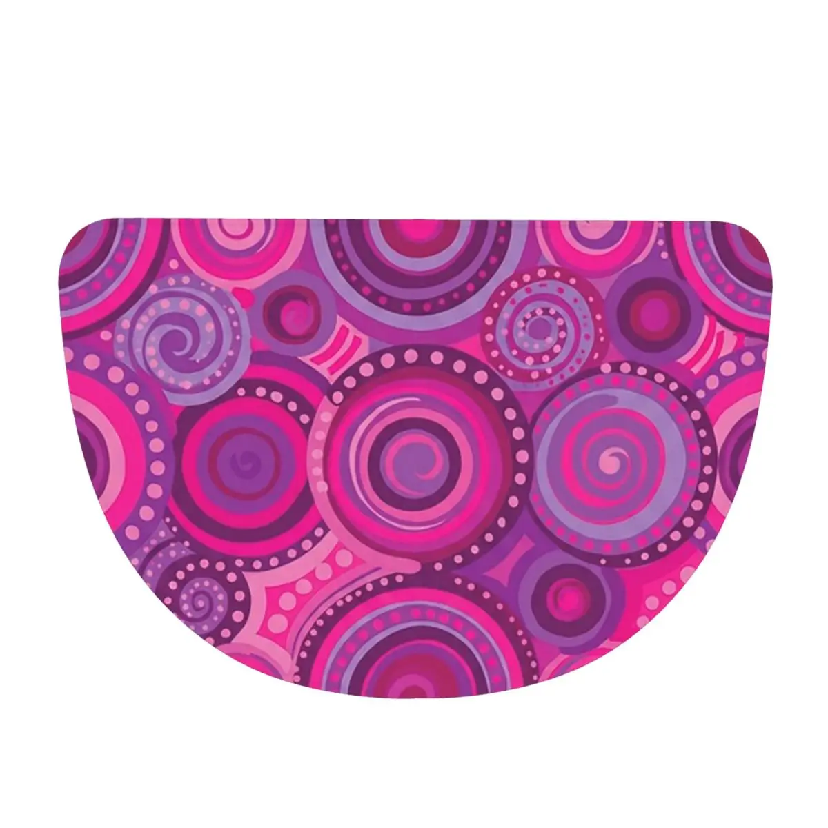 Magenta And Violet Concentric Swirl Soft Flannel Half Round Doormat Non Slip Bathroom Mat Absorbent Floor Carpet for Home