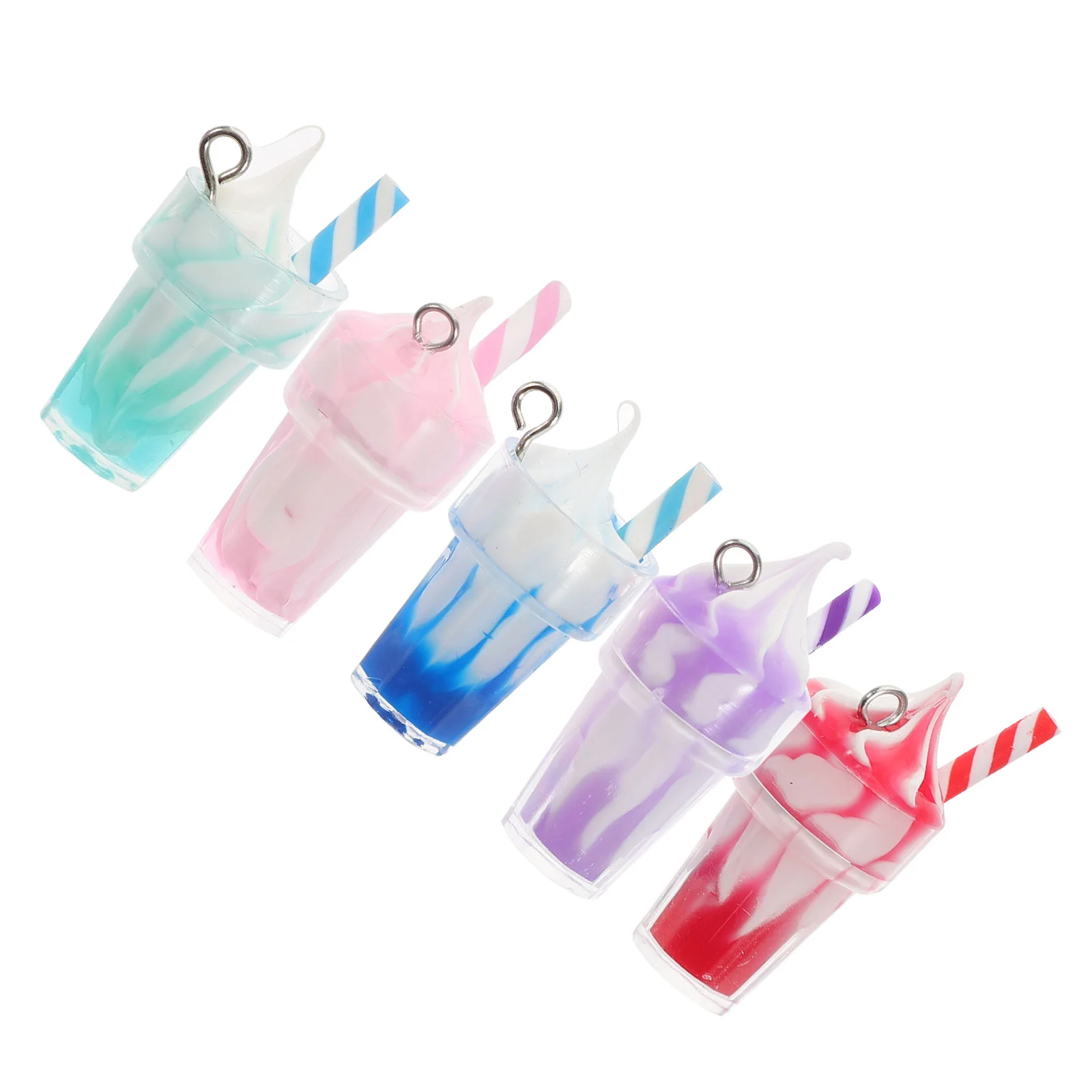 10 Pcs Jewelry Simulation Pendant Resin Ice Cream Cup Charm Fruit Tea Mini Bottle Charms Key Chain Child