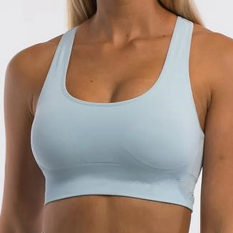 Pericic sem costura sutiã sem costas sem ossos feminino roupa interior mulher recortada tanque de jogging sutiã feminino topo de colheita sportwear