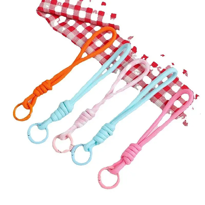 

Красочный брелок из веревки из паракорда, анти-потерянный короткий ремешок на запястье с брелоком для рюкзака, ключ для телефона, универсальные аксессуары