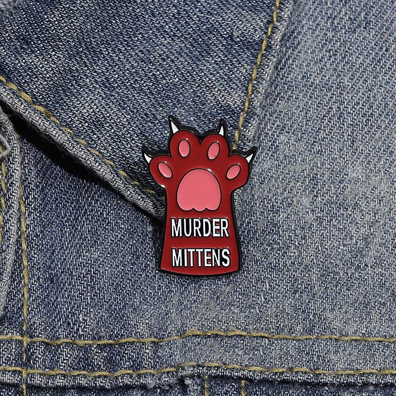Murder Mittens Lapel Pin Kawaii Cat Paw Badge Cat Lover Mom Gift Jewelry
