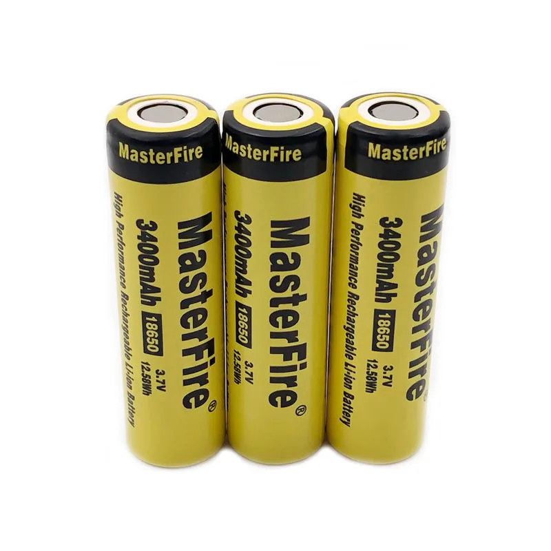 4 unids/lote MasterFire Original 12.58Wh 3400mah 3,7 V 18650 batería de litio recargable de alto rendimiento para baterías de ordenador portátil