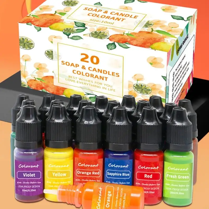 R7uf Soap Dye 20 لون غذاء مركّز للجلد البشرة آمنة قنبلة حمام قنبلة صابون لصناعة الصابون DIY #4