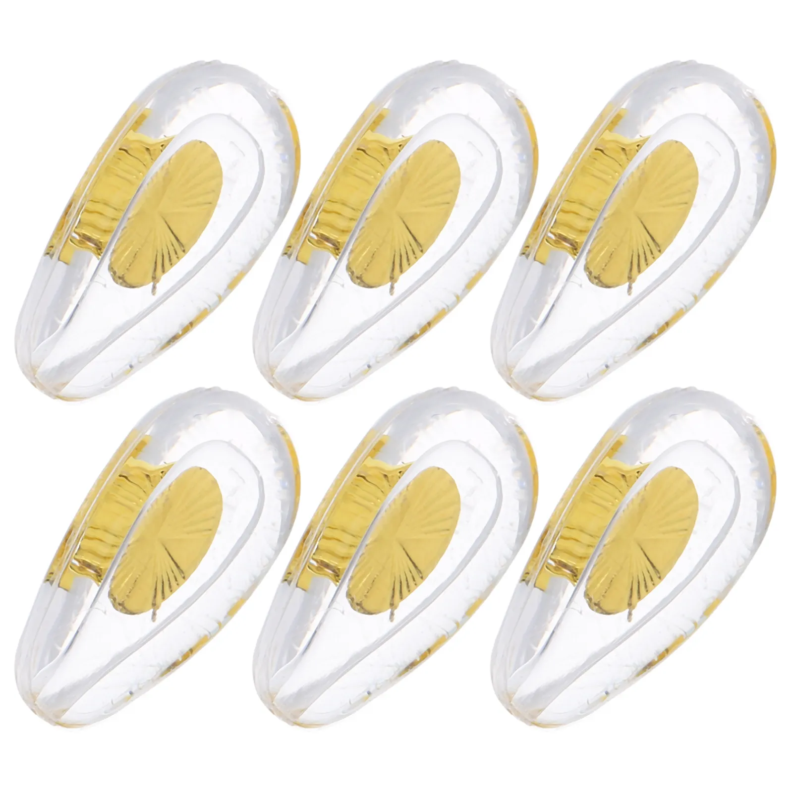6Pairs Gold Metal Core Anti Slip Silicone Eyeglass Nose Pads Air Bag Nose Cushions Soft Comfortable Replacement Parts
