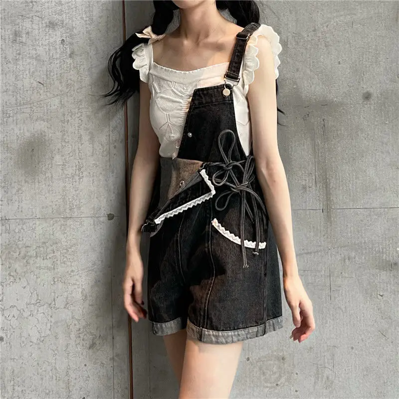 여성용 롬퍼 플레이수트 여성용 루즈핏 하이 드레이핑 와이드레그 오렌지 스트리트웨어 드레이피 솔리드 컬러 더블브레스트 Y2K